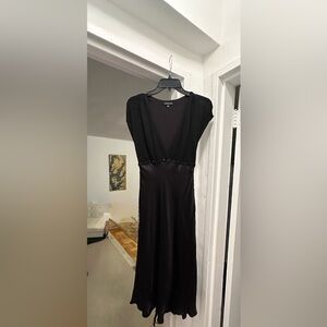 Maria Bianca Nero Black Maxi Dress Wool & Silk -  new without tags size S